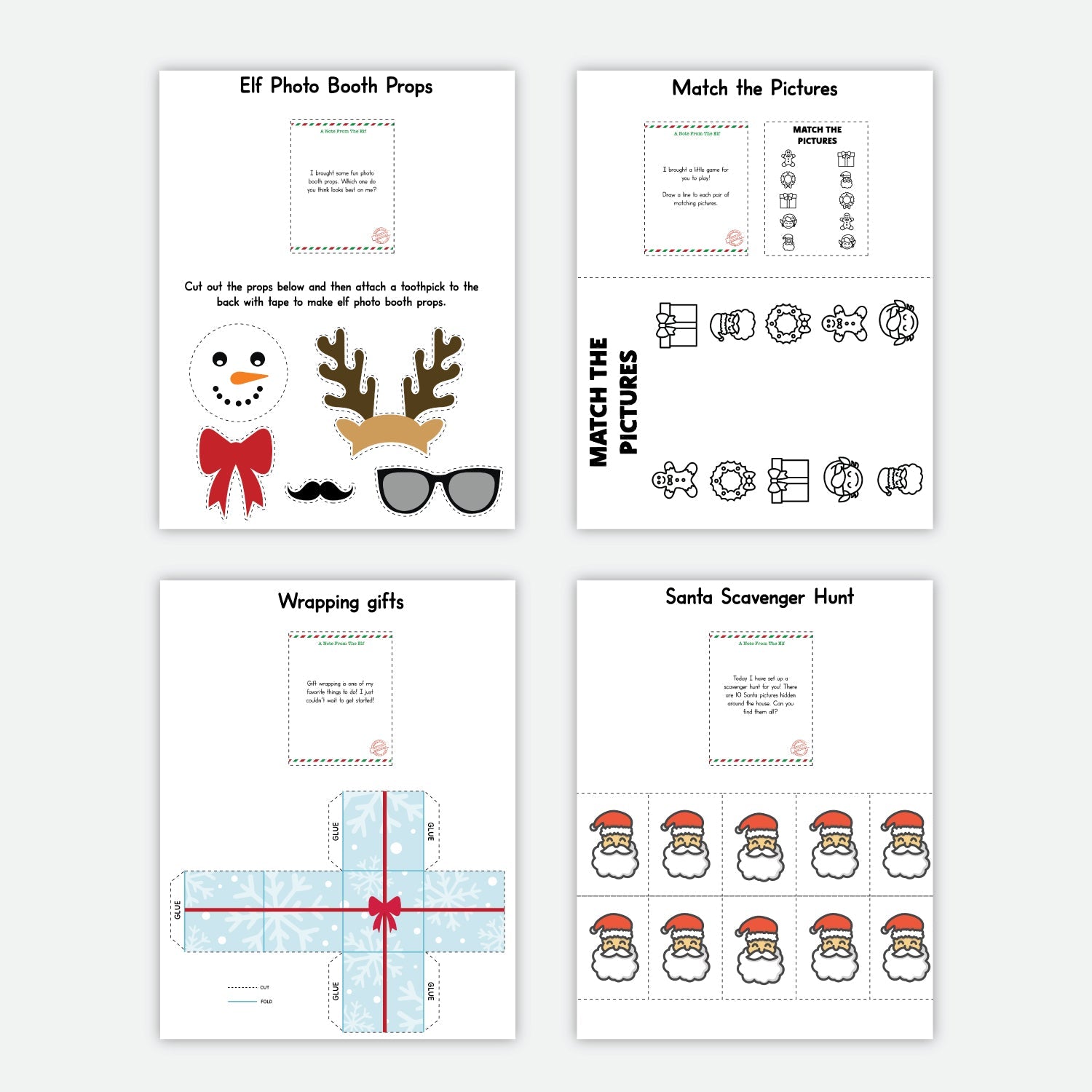 25 Printable Elf Prop and Activity Bundle - Pjs and Paint®