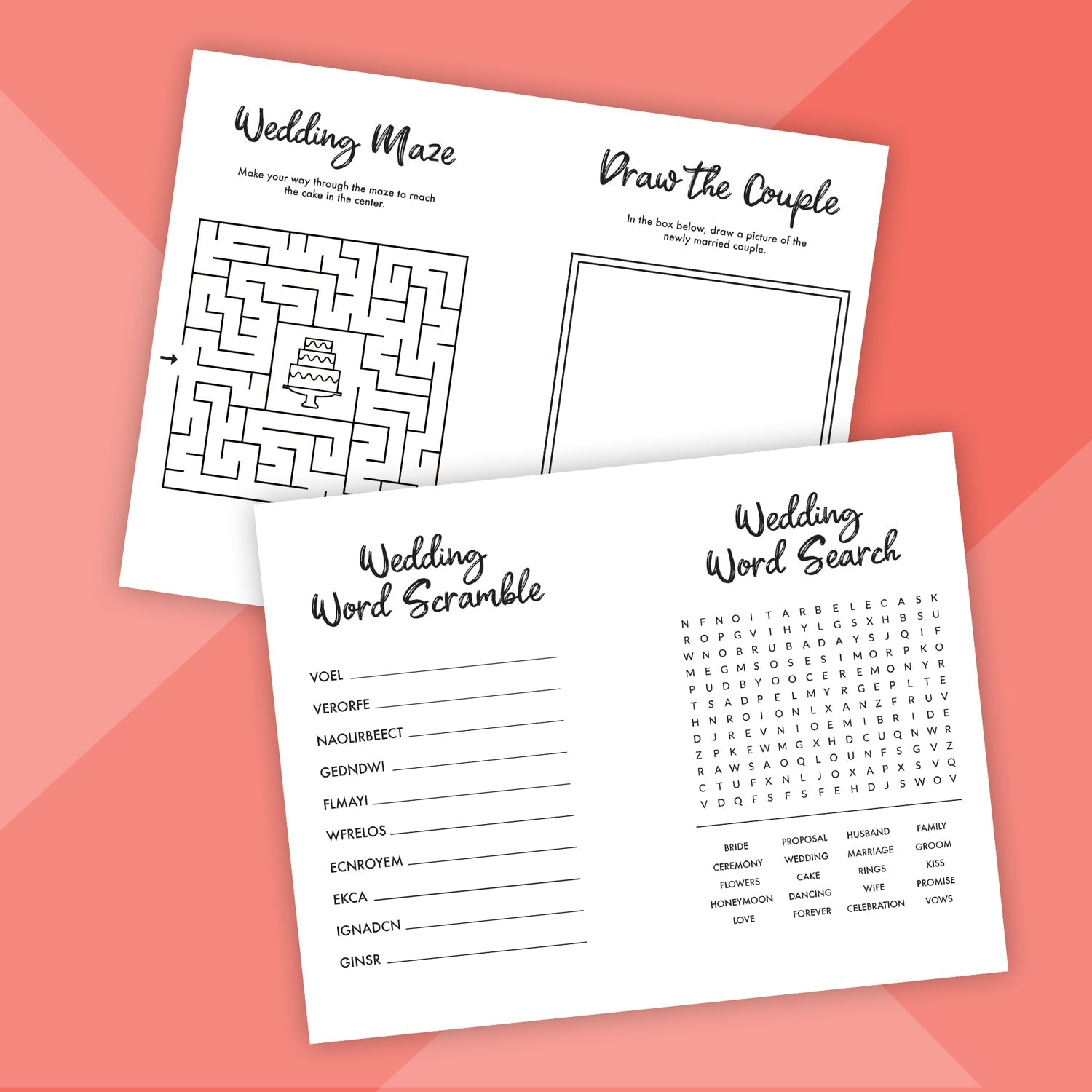 Printable Wedding Activity and Coloring Book - Editable Cover - Pjs and Paint®