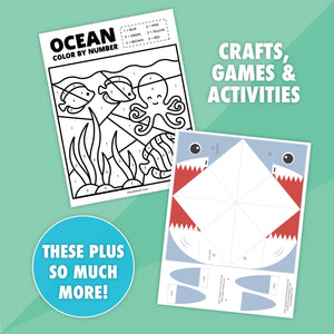 12 Printable Ocean Themed Activities Bundle - Pjs and Paint®