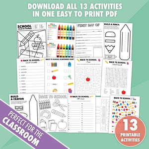 13 Printable Back to School Activities Bundle - Pjs and Paint®