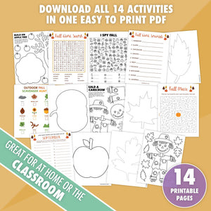 14 Printable Fall Activities Bundle - Pjs and Paint®