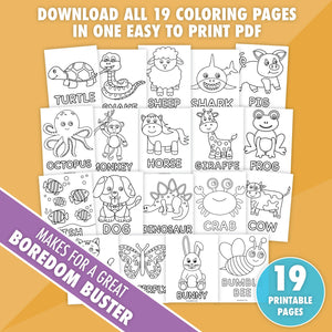 19 Printable Animal Coloring Page Bundle - Pjs and Paint®