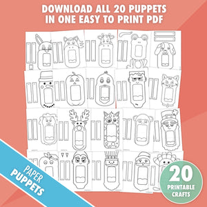 20 Printable Paper Puppets Bundle - Pjs and Paint®