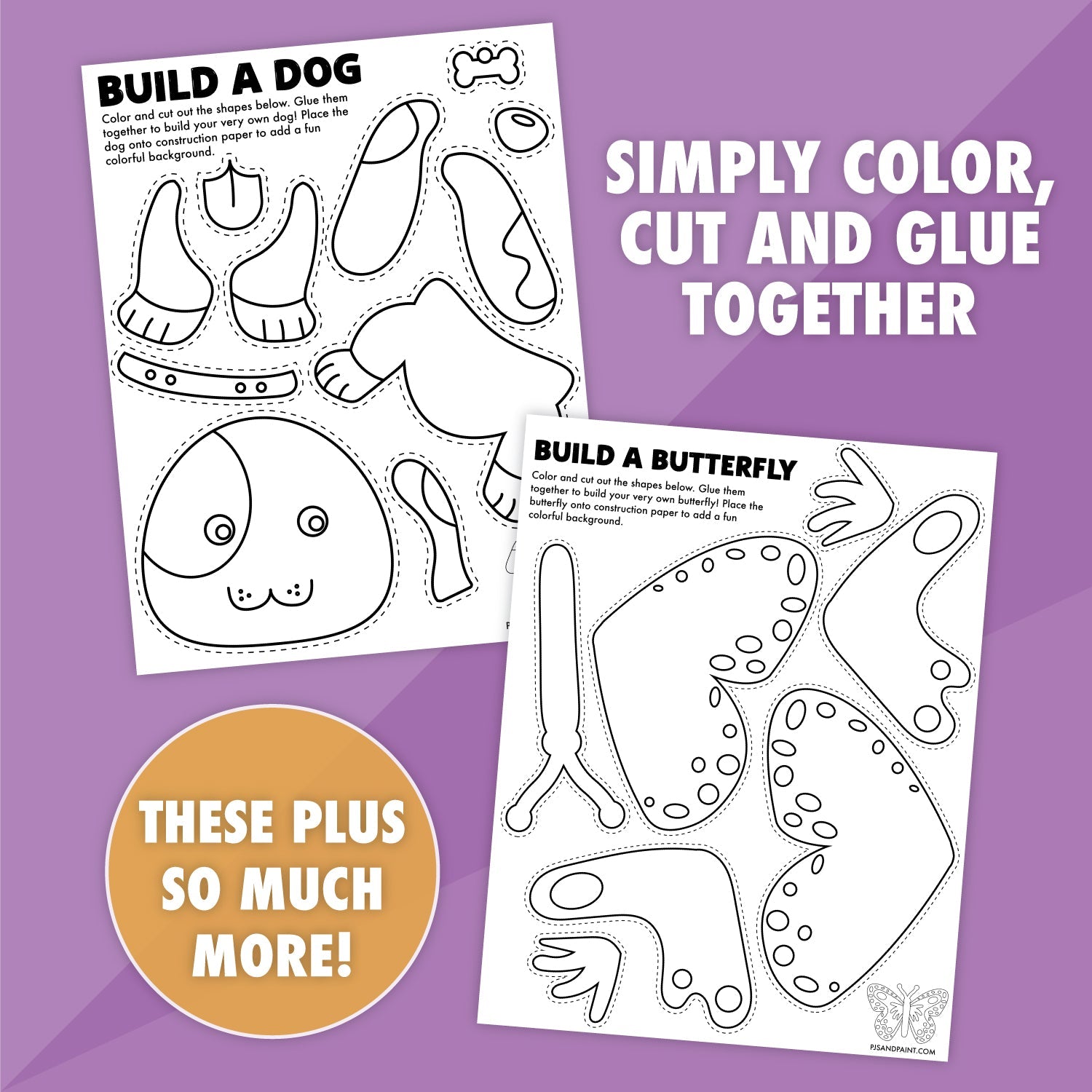 25 Printable Build an Animal Craft Bundle Pjs and Paint®