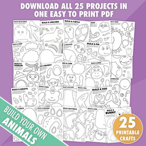 25 Printable Build an Animal Craft Bundle - Pjs and Paint®