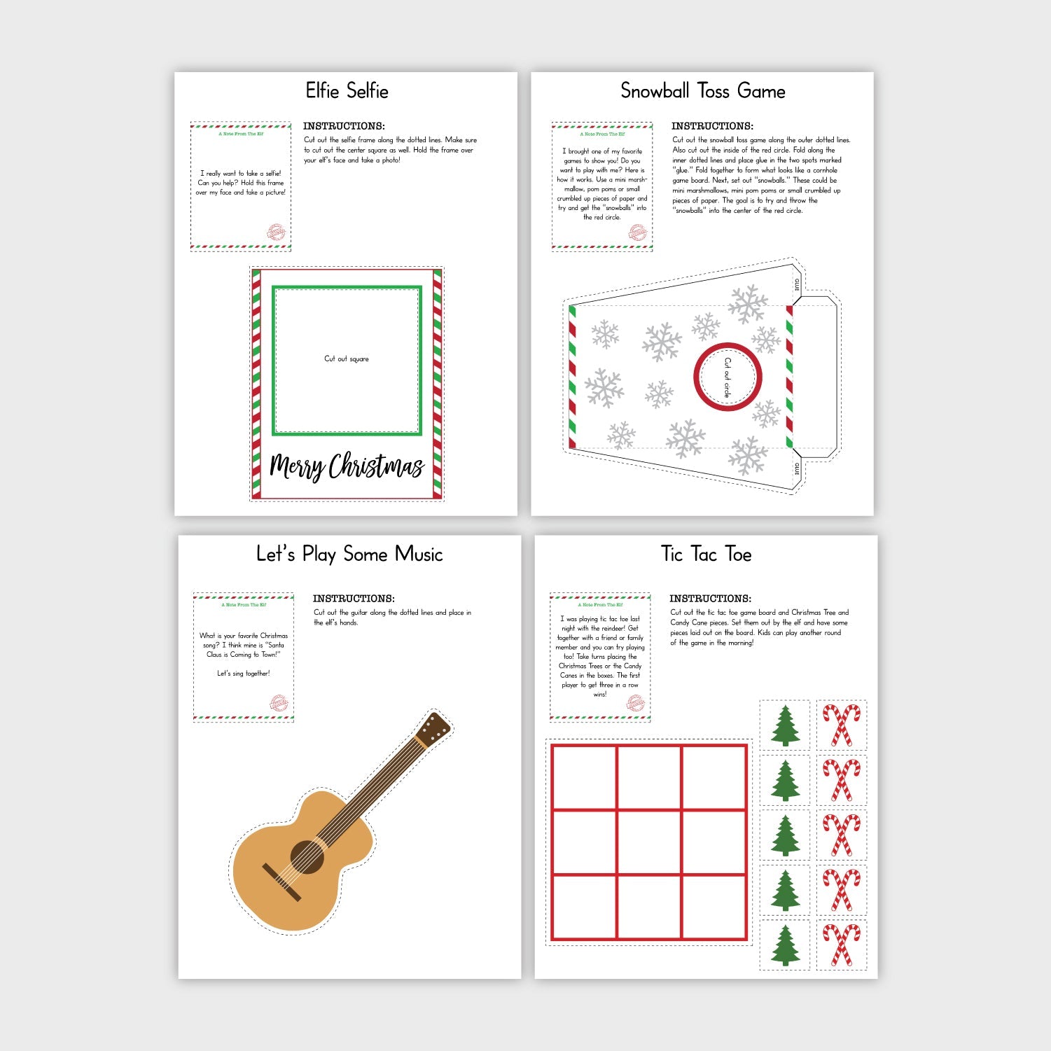 25 Printable Elf Prop and Activity Bundle - VERSION 2 - Pjs and Paint®