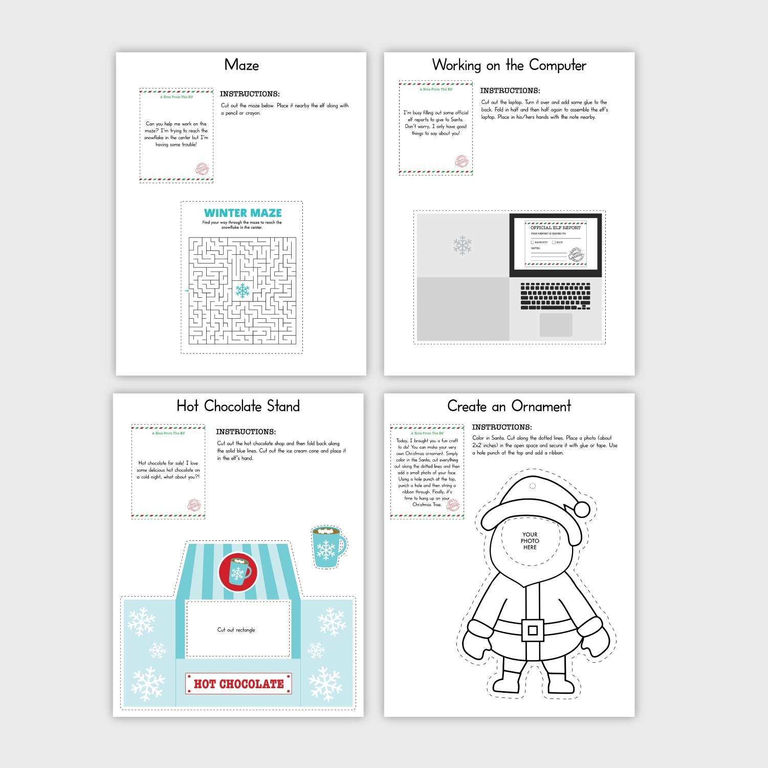 25 Printable Elf Prop and Activity Bundle - VERSION 2 - Pjs and Paint®