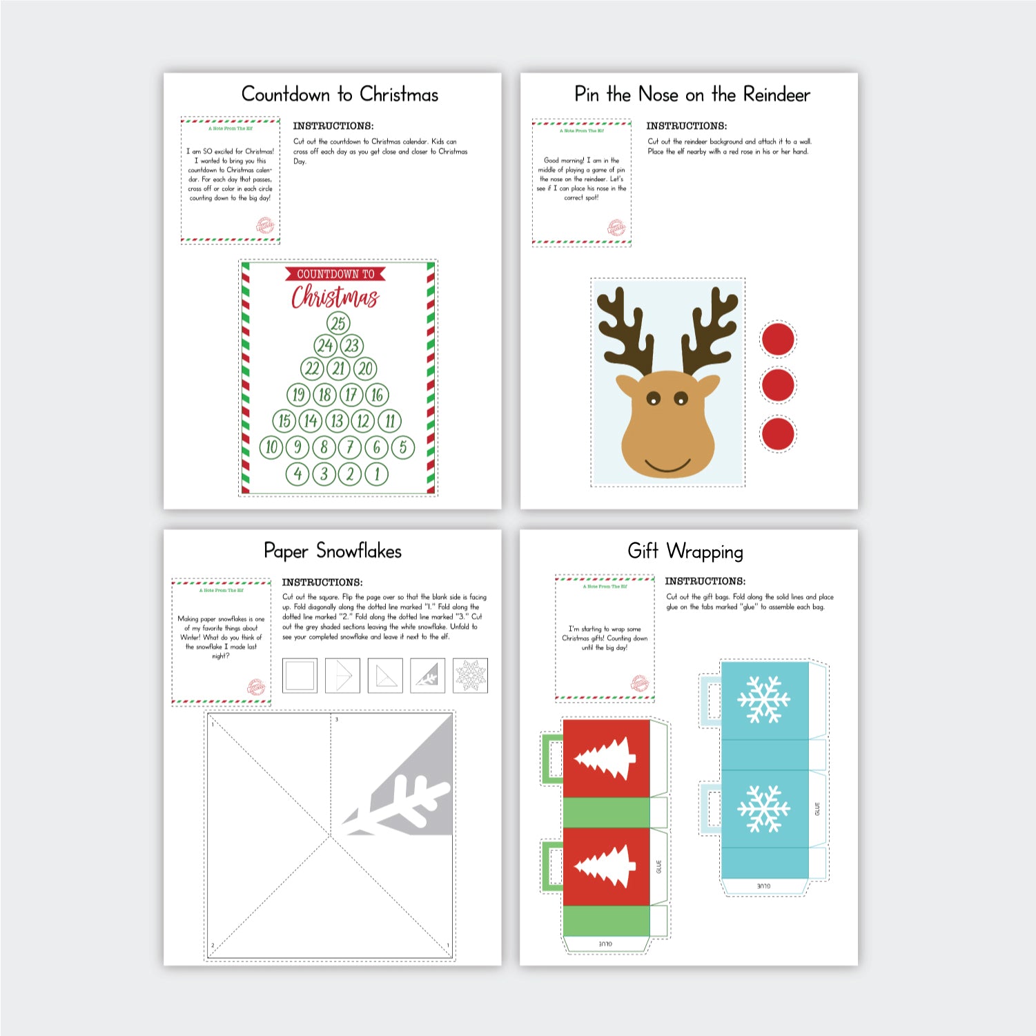 25 Printable Elf Prop and Activity Bundle - VERSION 2 - Pjs and Paint®