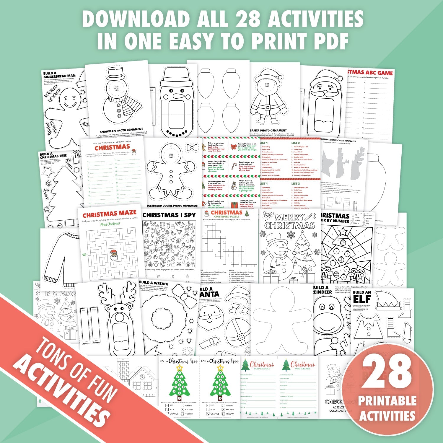 28 Printable Christmas Activities Bundle - Pjs and Paint®