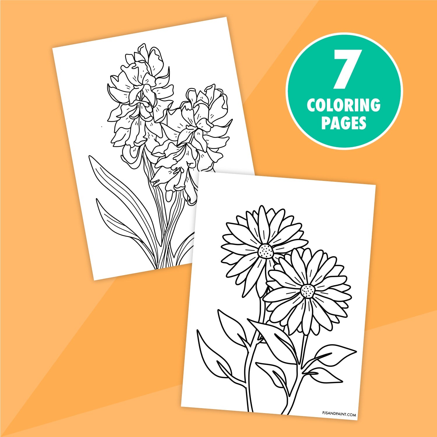 7 Printable Floral Coloring Pages Bundle - Pjs and Paint®