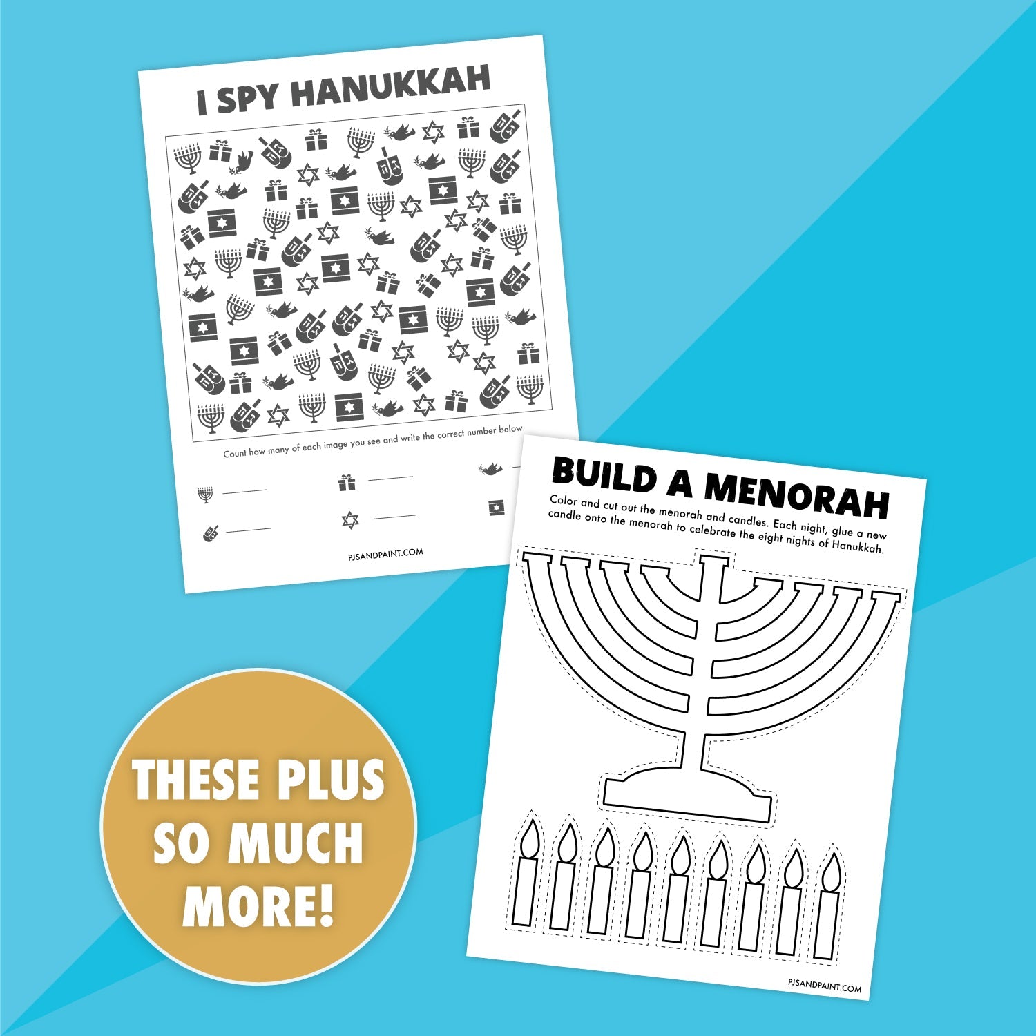 8 Printable Hanukkah Activities Bundle - Pjs and Paint®