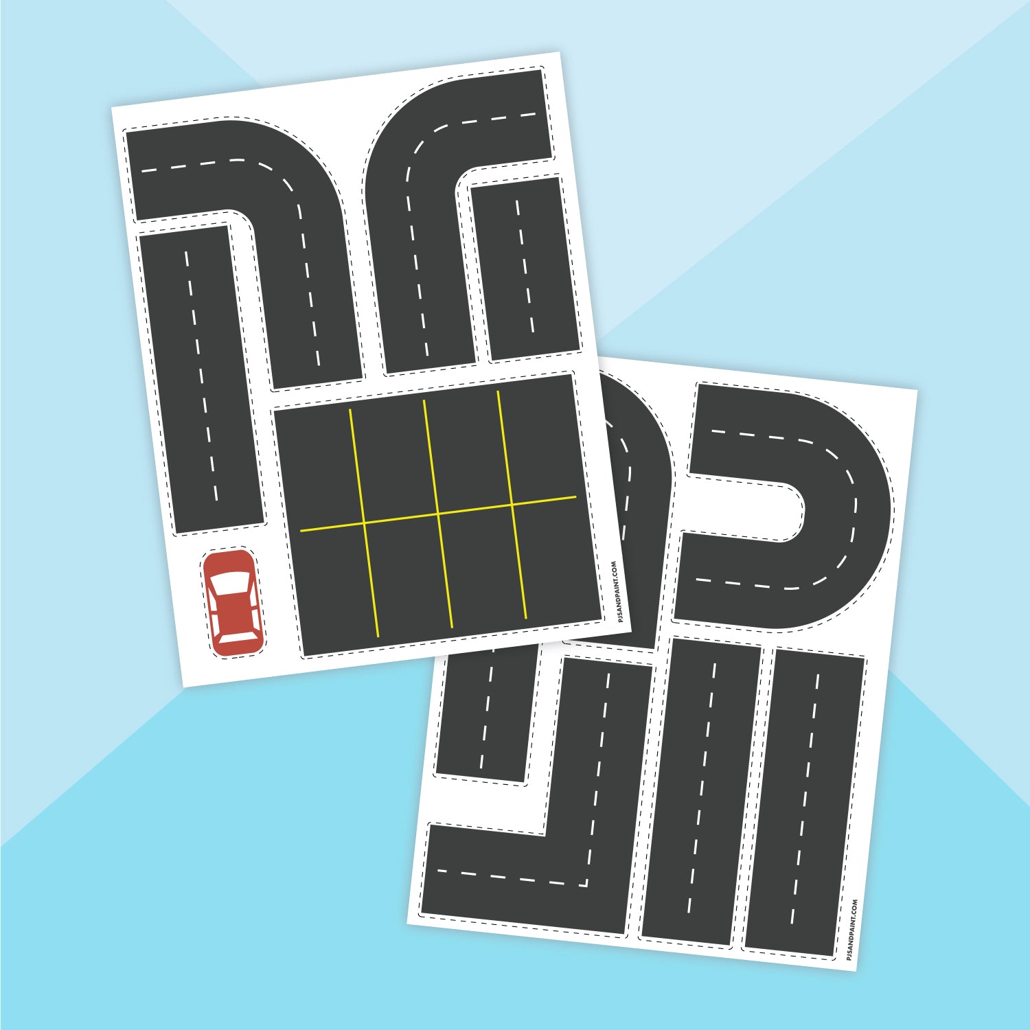 Printable Road Template with City Elements