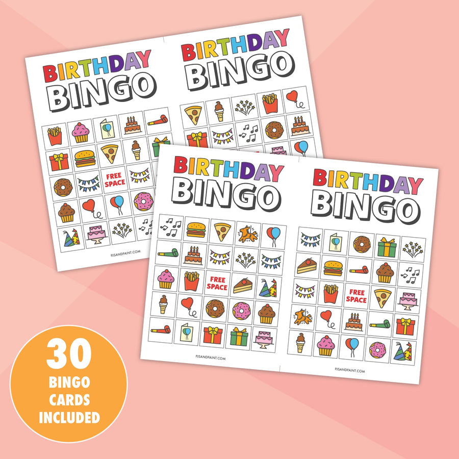 Printable Birthday Themed Bingo Game - Pjs and Paint®