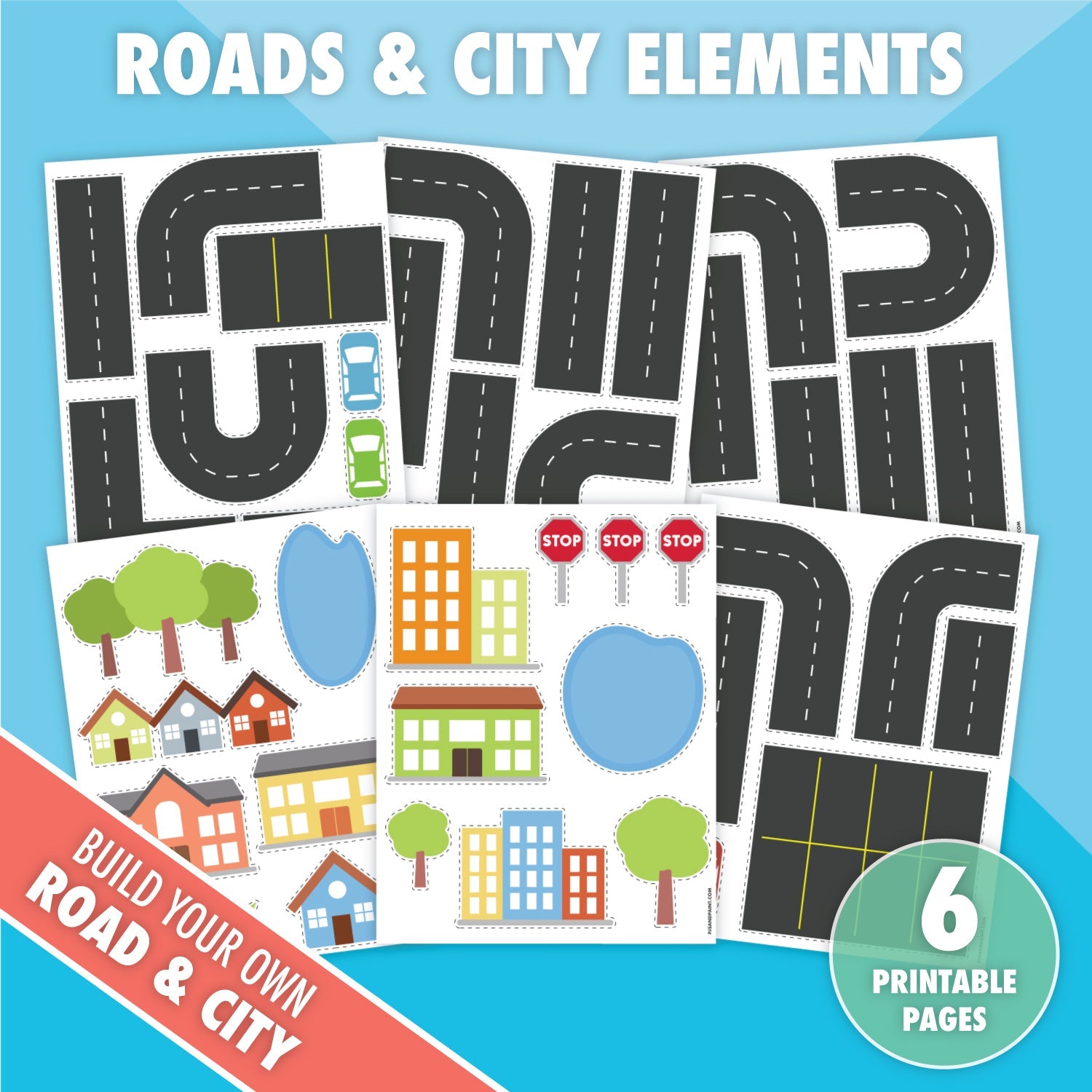 Printable Road Template with City Elements - Pjs and Paint® printable-road-template-with-city-elements-pjs-and-paint