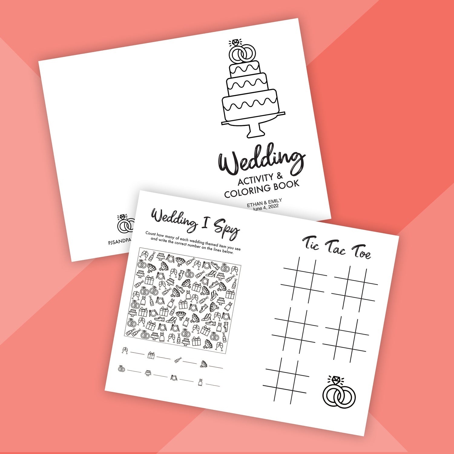 Printable Wedding Activity and Coloring Book - Editable Cover - Pjs and Paint® printable-wedding-activity-and-coloring-book-editable-cover-pjs-and-paint