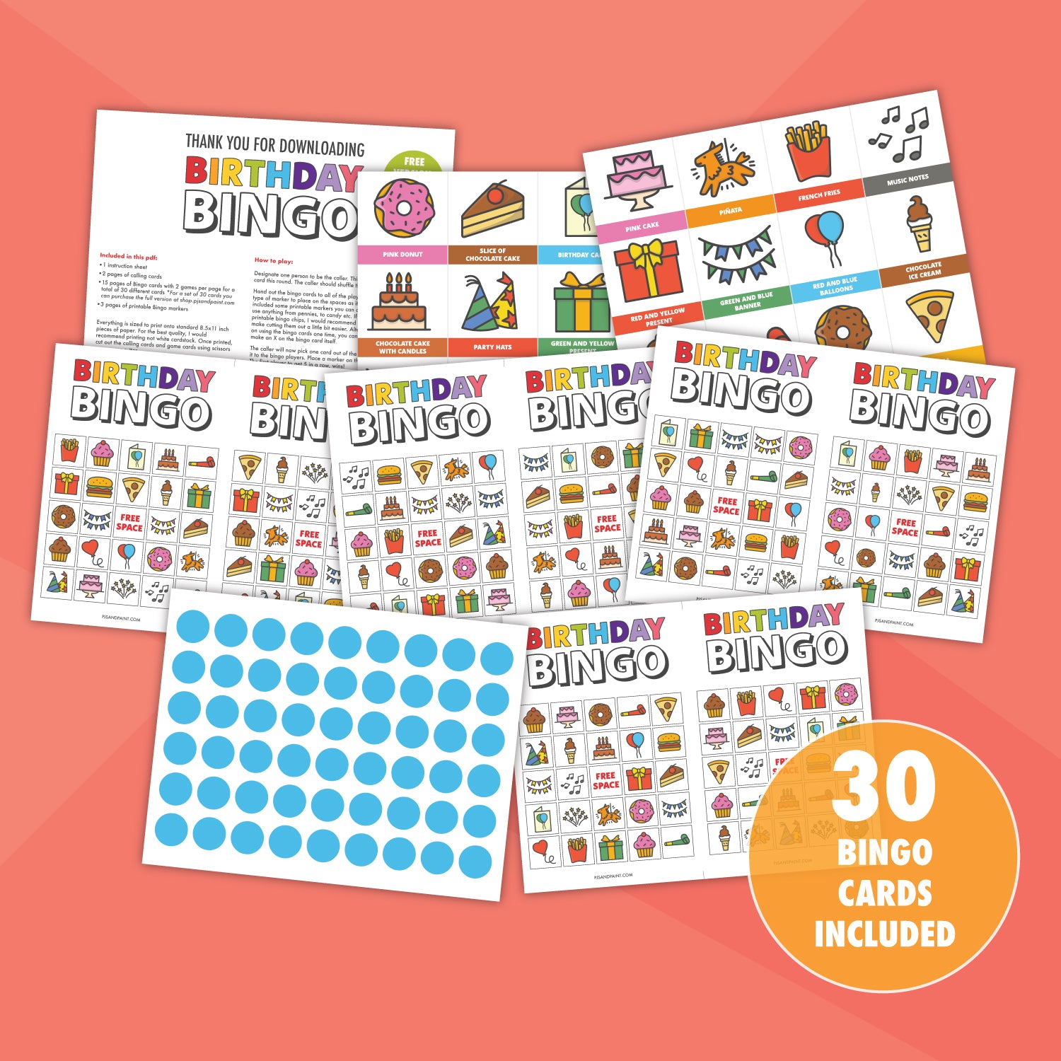 Printable Birthday Themed Bingo Game